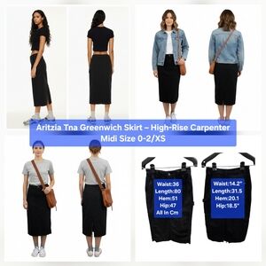 Aritzia Tna Greenwich Skirt – High-Rise Carpenter Midi Size 2